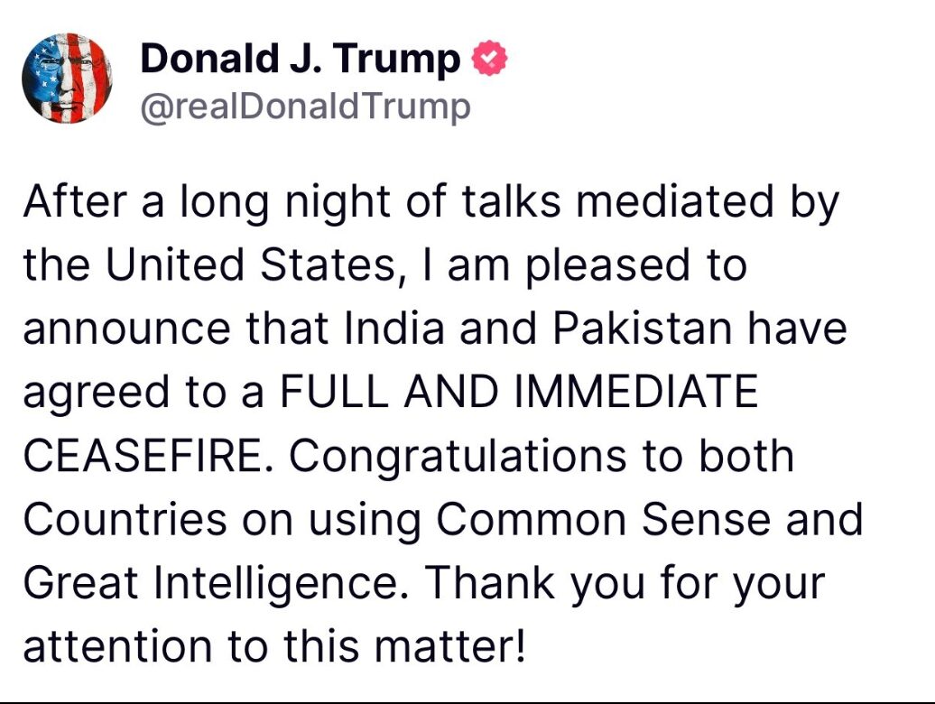 Ceasefire Agreed Between India and Pakistan